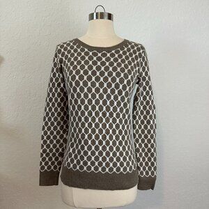 Banana Republic S Geometric Print Taupe White Medium Weight Sweater